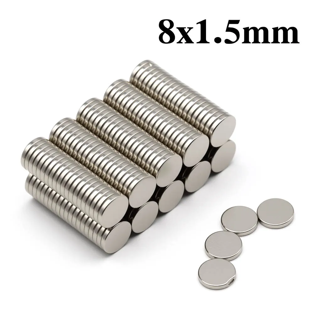 8 x 1,5 mm superstarker runder Magnet Neodym-Magnet NdfeB N35, starker Permanentmagnet imanes Kühlschrankmagnet – Detail 1