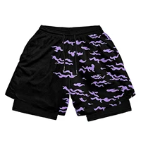 Anime Compression Shorts Sportswear Men GYM 2 In 1 Double Layer Shorts Training Workout Male Fitness Performance Sport Shorts 1