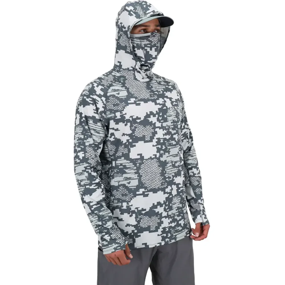 

Fishing Shirts Upf 50+ Hoodie Men Long Sleeve Hooded Face Cover Fishing Clothes Sun Protection Anti-UV Mask Fishing Jersey