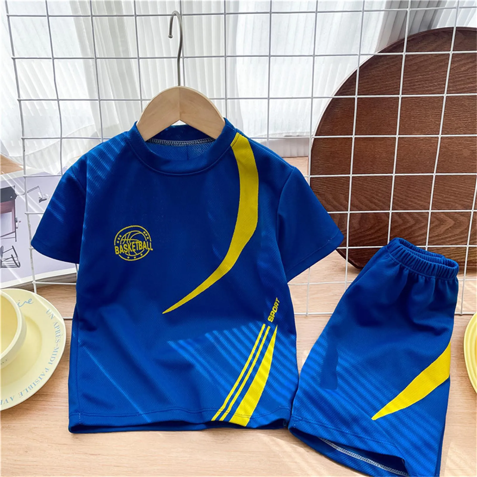 Set Di Vestiti Sportivi Per Bambini Estivi Ad Asciugatura Rapida Ragazzi Manica Corta 2 Pezzi Set Calcio Basket Bambini Abiti Tute 1-11Y
