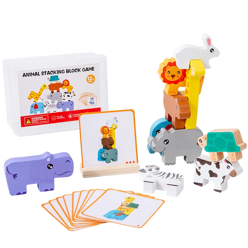 Wooden Animal Balance & Shape Puzzle - Montessori Educational Toy for Fine Motor Skills Development