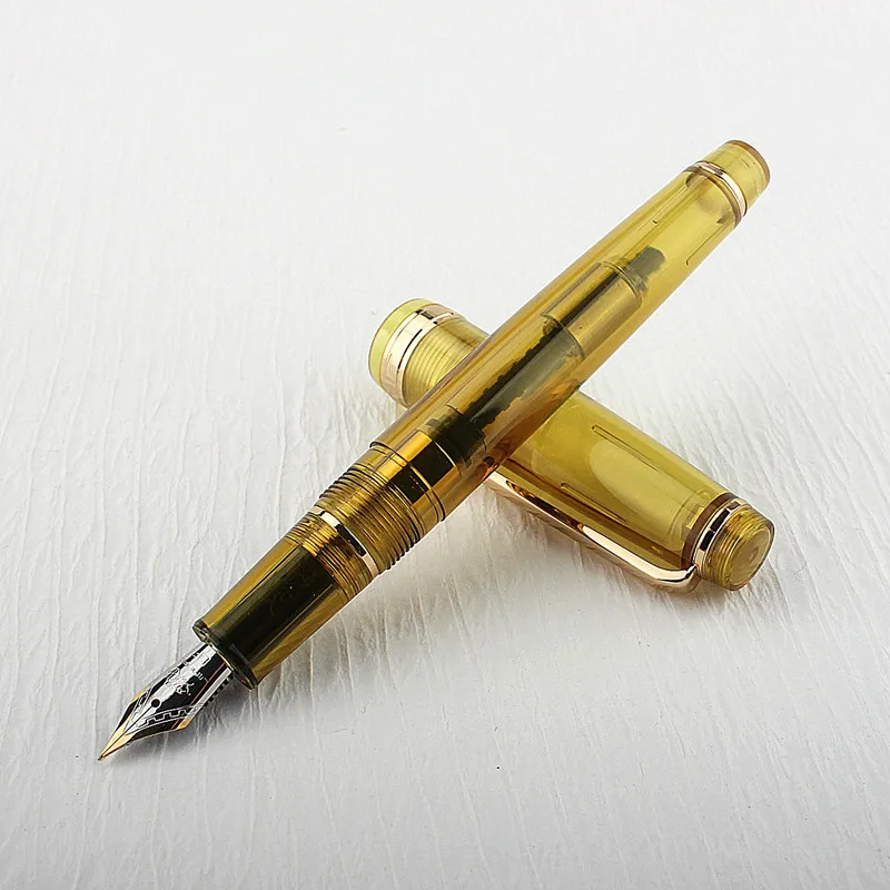 Фото JINHAO 82 перьевая ручка прозрачная ручка вращающаяся Золотая EF F M перо деловые офисные и школьные принадлежности чернильные ручки №4