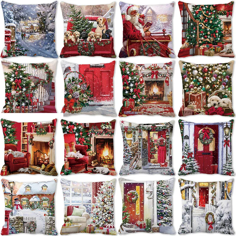 

Home Decoration Christmas Printing Polyester Pillow Cushion Decoración navideña