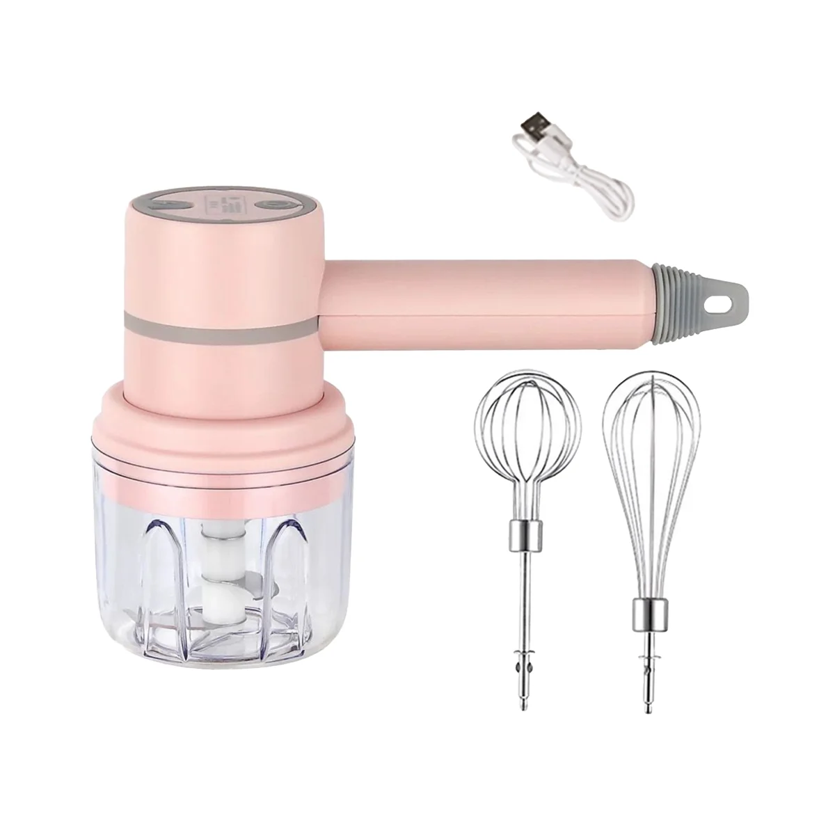 

Wireless Food Mixer 3 Speed Handheld Electric Egg Beater Garlic Baking Mixer Multifunctional Food Processor Pink