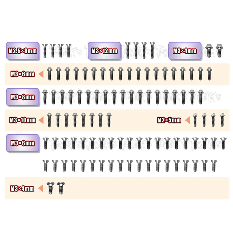 Originale T Works Tssu-X20Fwd 64 Set Di Viti In Titanio (Testa Ufo) 101 Pezzi.