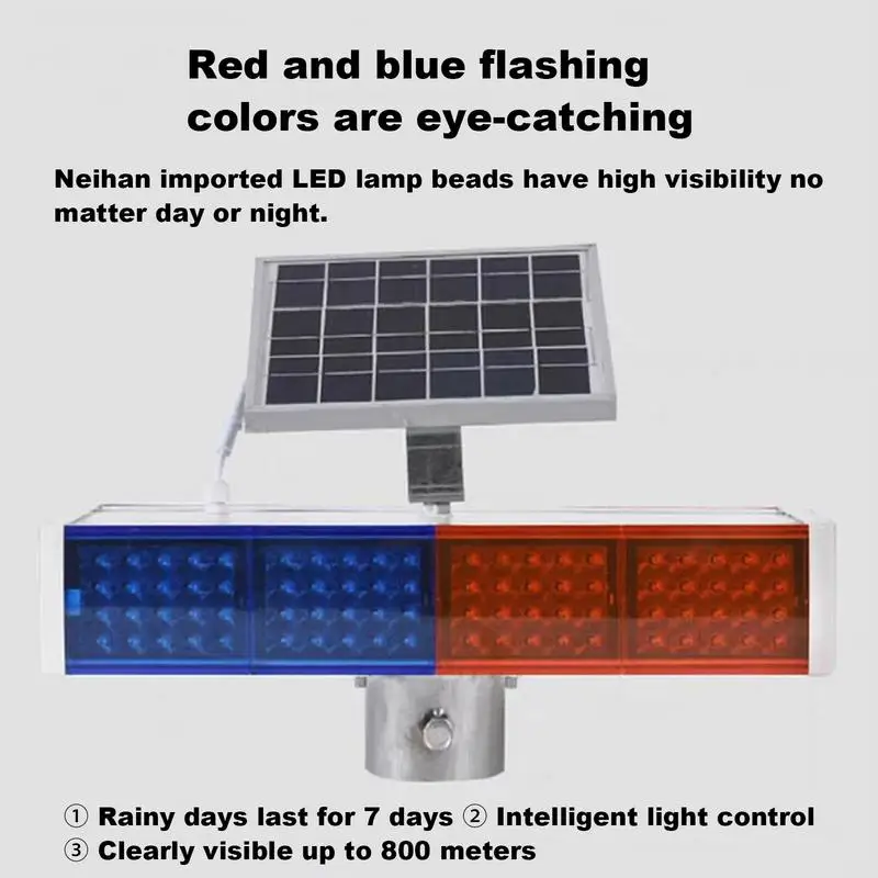 

Waterproof Alarm Signal Light With Red & Blue Flash For Enhanced Visibility High-Brightness Solar Strobe Warning Lights