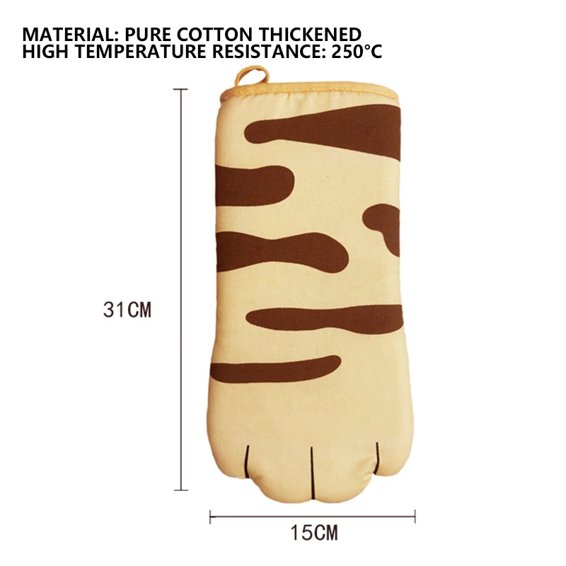 Silicone Oven Mitts Kitchen Gloves Silicone Oven Gloves Silicone Oven Protector 1Pc Cute Cat Paws Oven Mitts Cartoon Anti-Scald Microwave Heat Resistant Insulation Non-Slip Kitchen Cooking Gloves Baking Tool