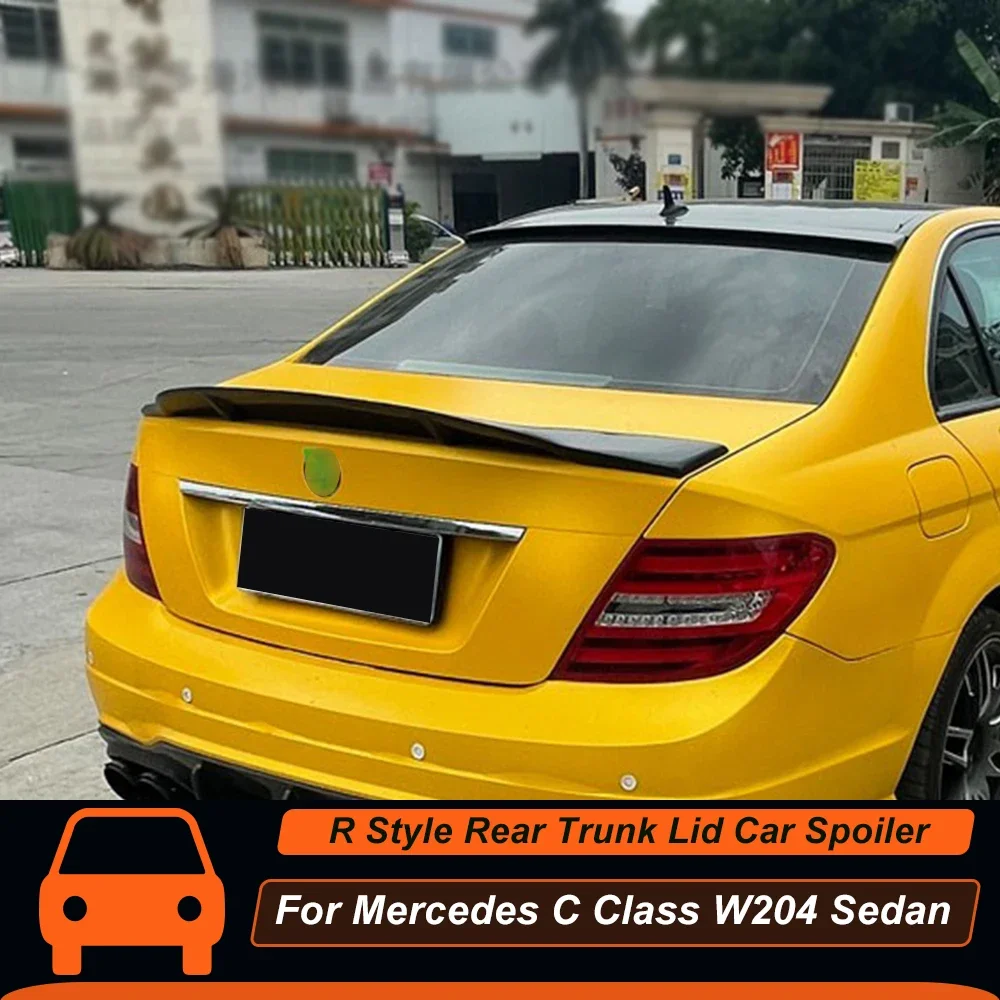

For Mercedes C Class W204 Sedan R Style Rear Trunk Lid Car Spoiler Wings Duck tail ABS Carbon Black Exterior Accessories Parts