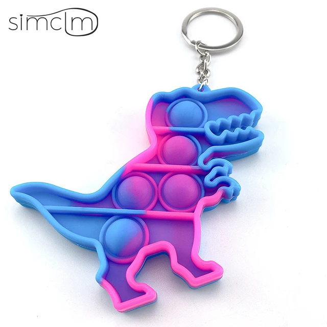 Mini Anime Push Keychain for Children Adult Sensory Trinkets Pop Bubble Among Us Key Ring Educational Cute Toy Anti-stress Funny D