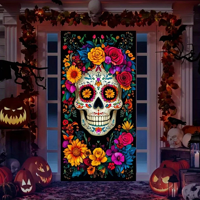 Pulsierende dia de los muertos schädel banner-perfekt für tag der toten dekor, eingänge, wände & vorgarten partys – Detail 3