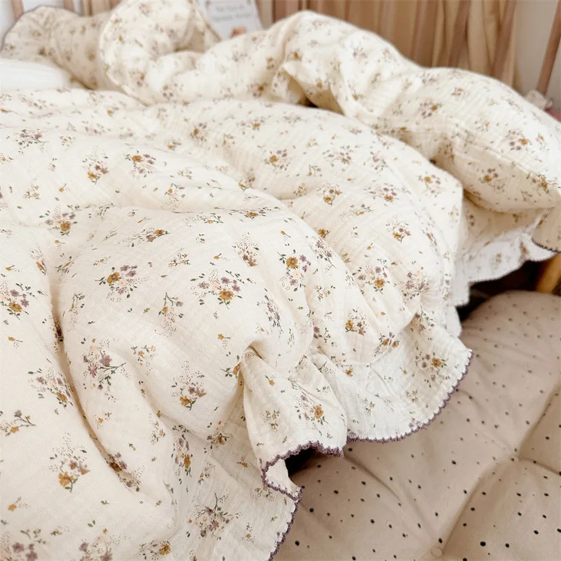 Cotton Muslin Duvet Cover Set Twin Size with Pillow Covers