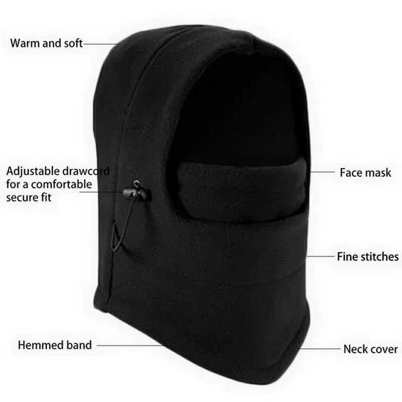 Warm Winter Cap Windproof Thicken Balaclava Hat Plush Fleece Adjustable Scarves Hats Multi-Functional Outdoor Cycling Caps