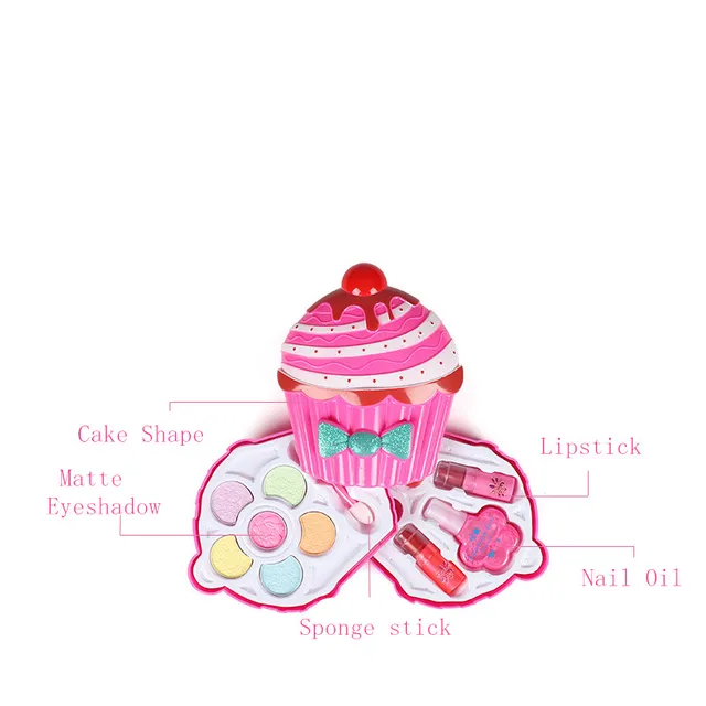 Safe Princess Girls Makeup Kids Cosmetics Make up Set Washable Beauty Makeup Box Baby Gift Toys for Girls Birthday Pretend Play 6