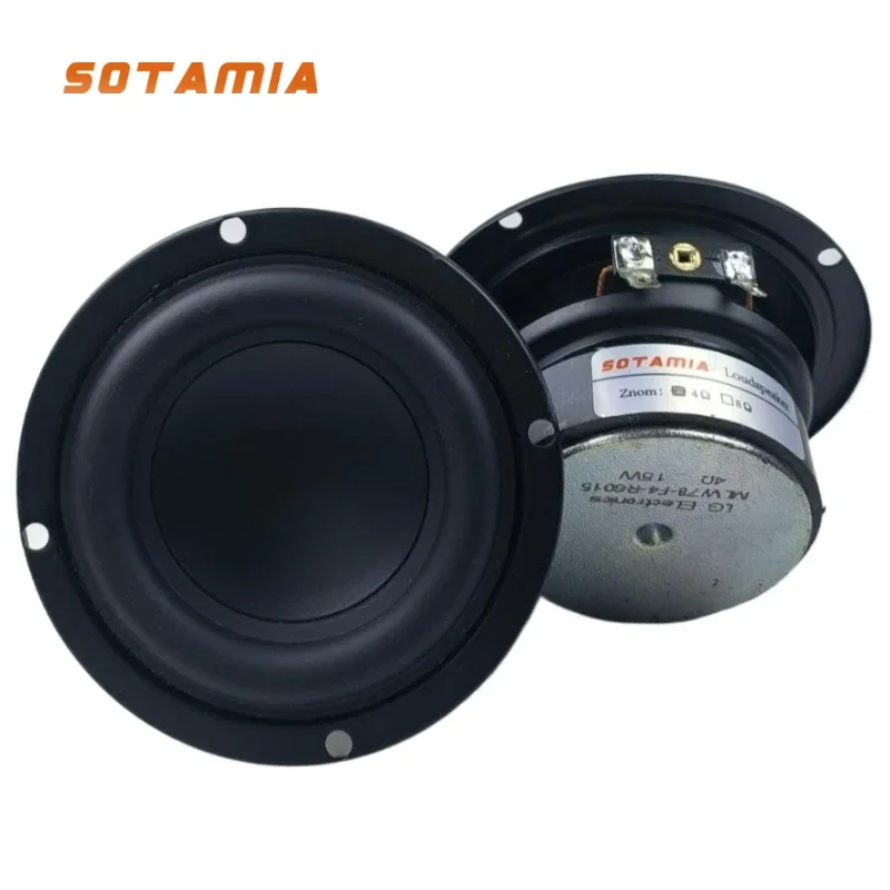 SOTAMIA 2Pcs 3 Inch Waterproof Speaker 4 Ohm 15W Midrange Woofer Bluetotoh Speaker Sound Music Mid Bass Power Loudspeaker