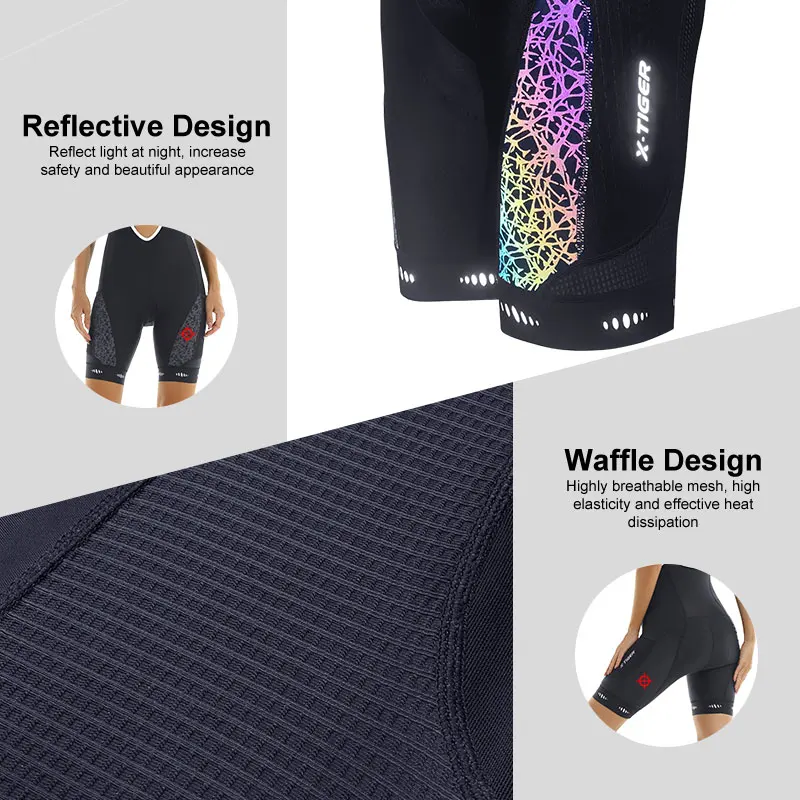 Cycling Shorts Women's Bike Bib 5D Padded Pockets Mountain Biking Bicycle 5D Butterfly-Shaped Pad UPF50+