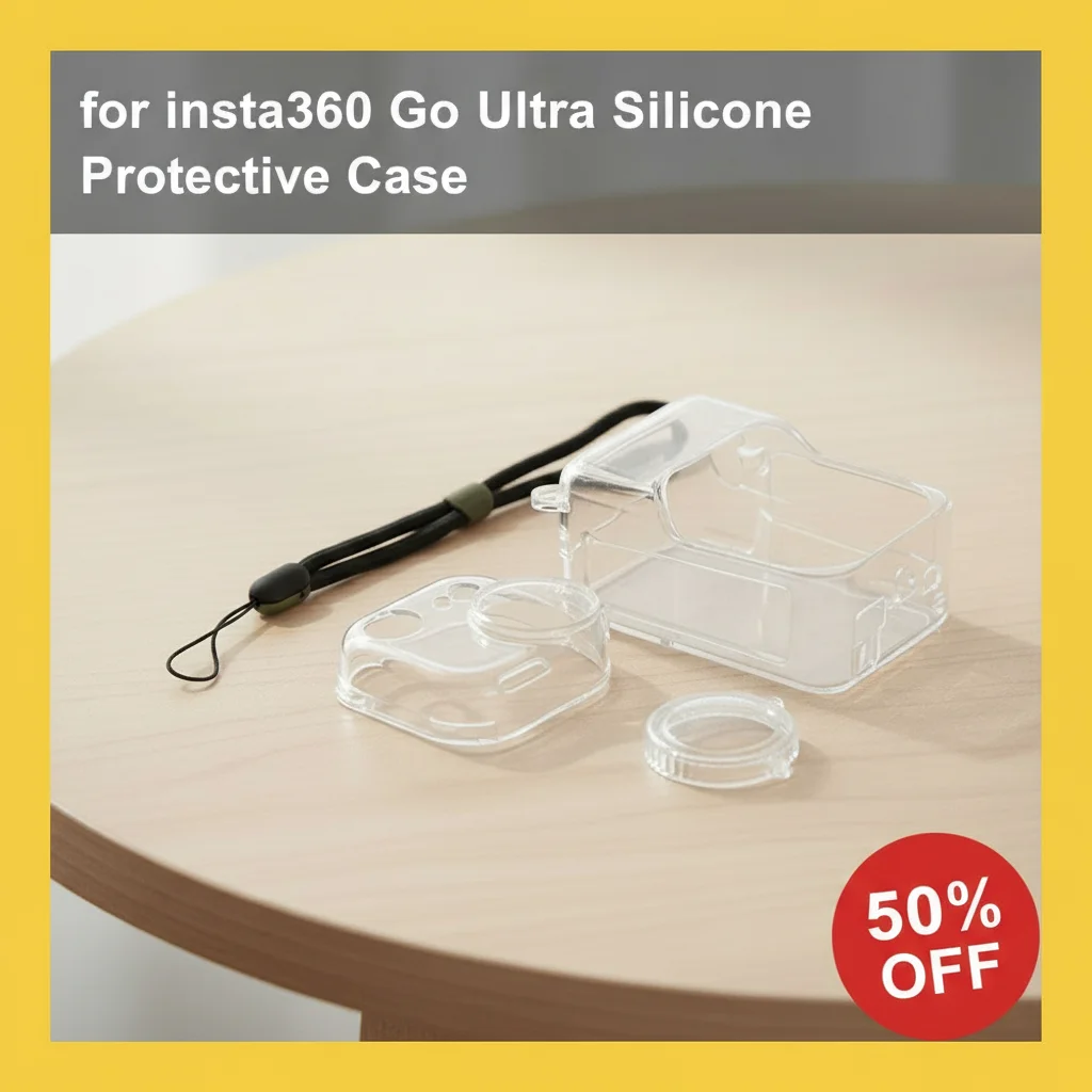 Coque TPU transparente montée sur Insta360 GO Ultra, laissant voir le design de l'appareil, achetez cette coque de protection TPU pour une livraison rapide.