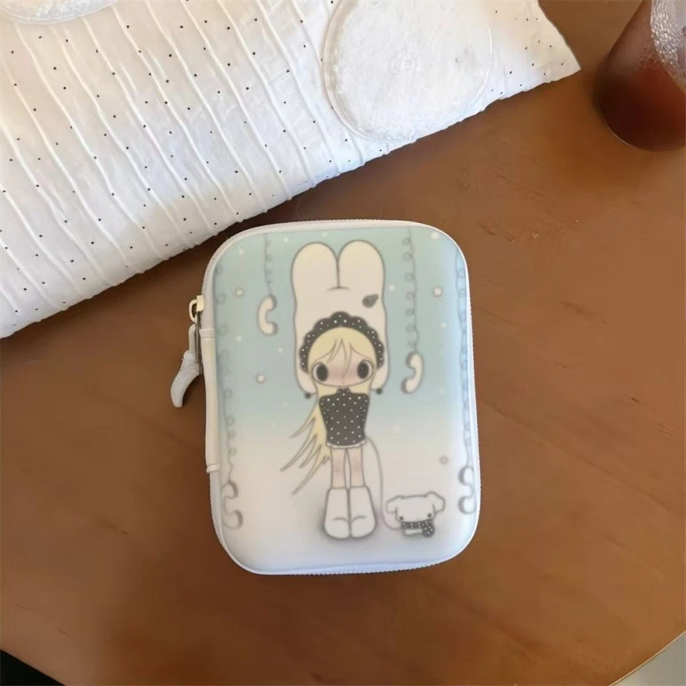 Angel Bunny Girl Iron Storage Box - Subculture Style Organizer for Photos and Small Cards