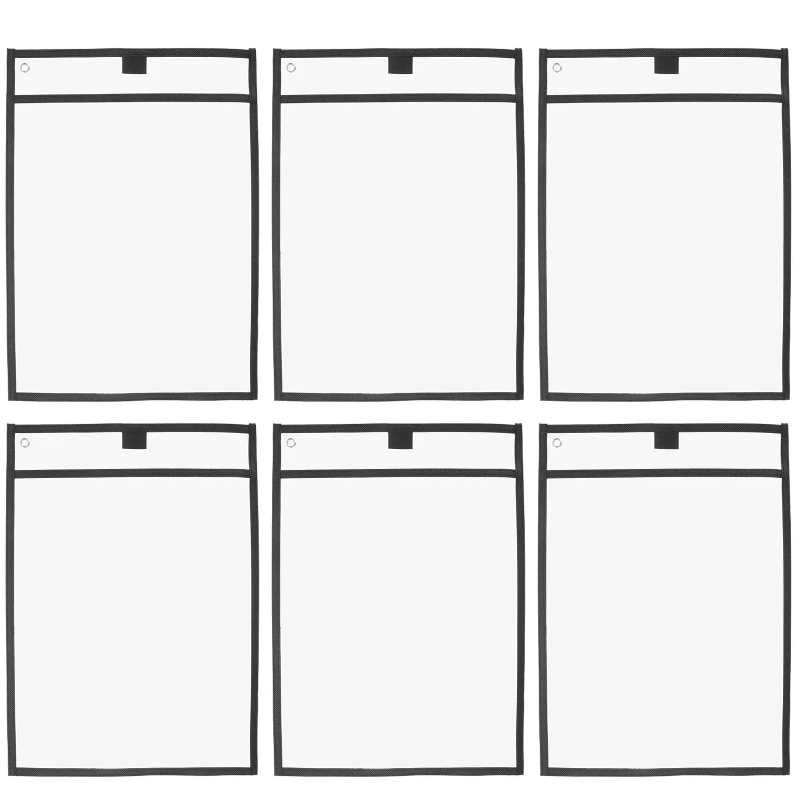 6Pcs 투명 PVC 재사용 가능한 건식 지우기 포켓 대형 슬리브 펜 보관 학교 사무실 교실 교육 용품 문서