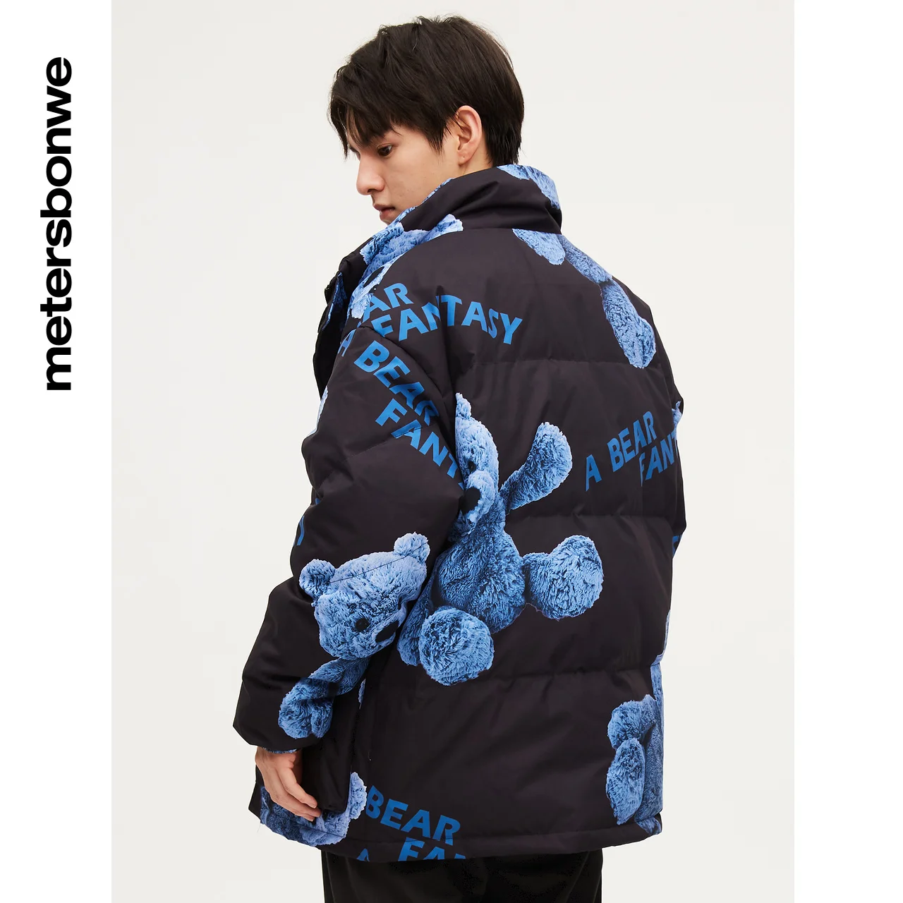 Metersbonwe Down Jacket Men Winter Warm Coat Couple Anti-snow Short Big Pocket Youth Printed Cartoon Down Coat Brand Outerwear