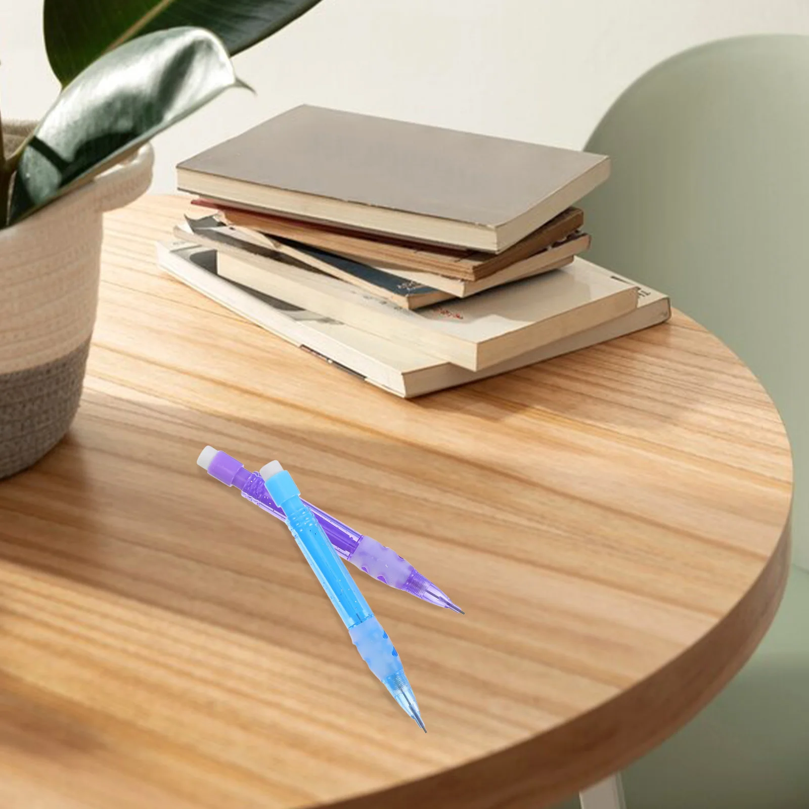 10pcs Mini Mechanical Pencils 0.7Mm Automatic Pencils Eraser Smooth Writing Plastic Pocket Pencil For School Office Kids