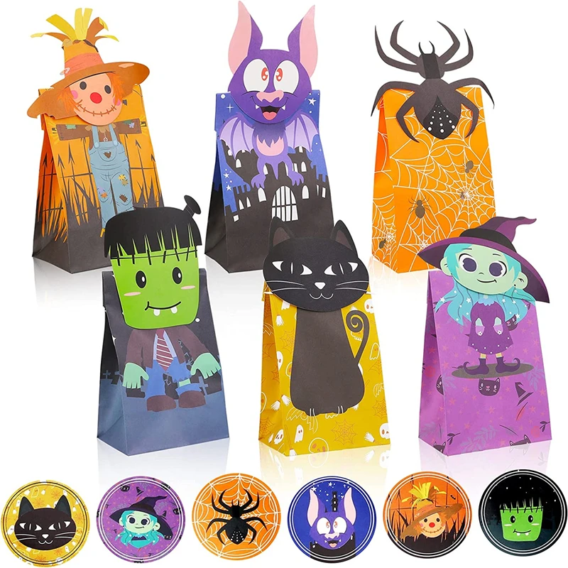 6pcs Happy Halloween Candy Bag Gift Cookie Bags Biscuits Snack Paper