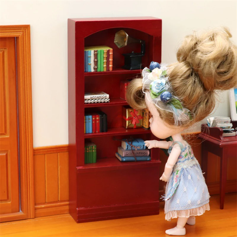 

1:12 Dollhouse Miniature Bookcase Bookshelf Display Cabinet Storage Cabinet Model Furniture Ornament Decor Toy