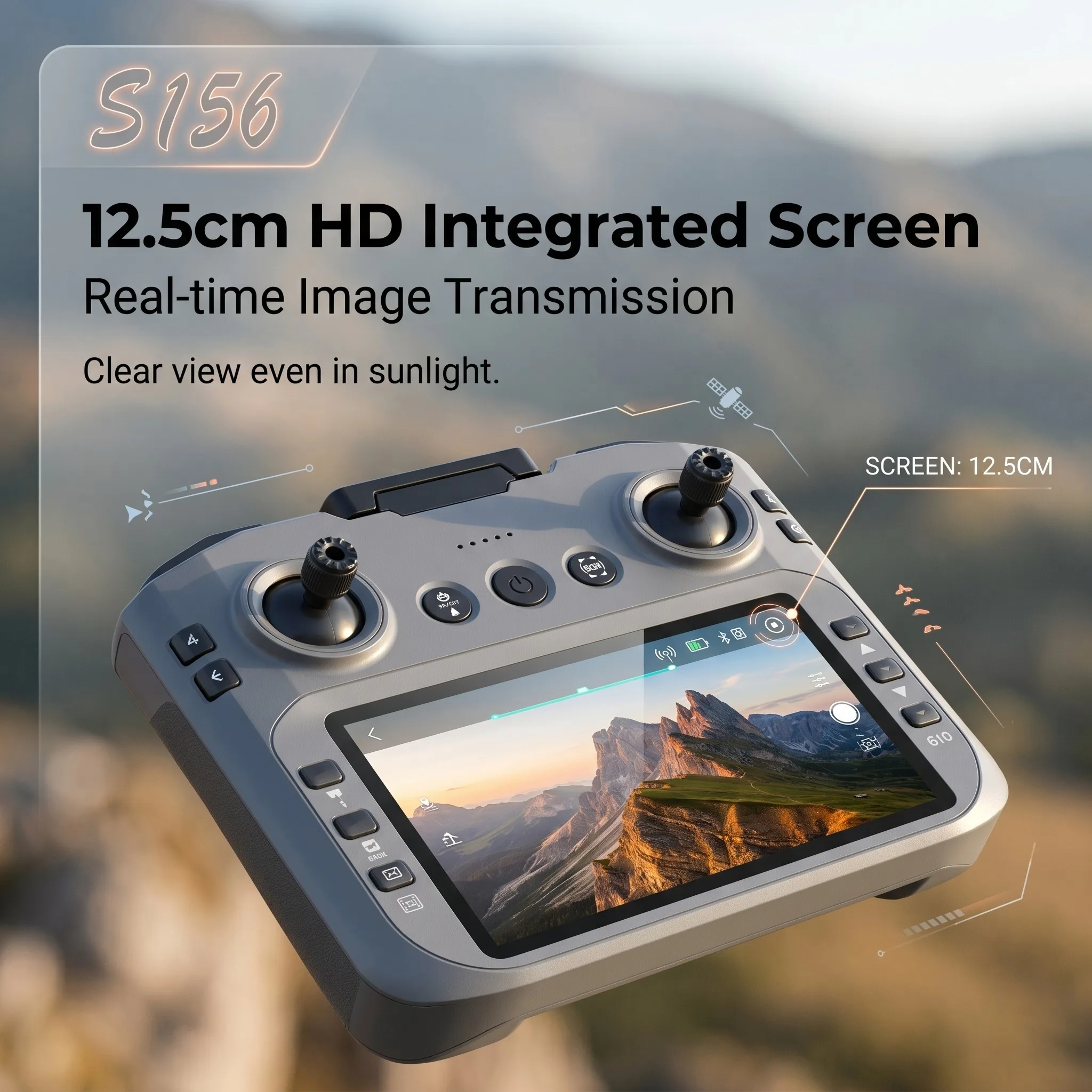 Drone avec caméra HD et évitement d'obstacles filmant un coucher de soleil, idéal pour débutants