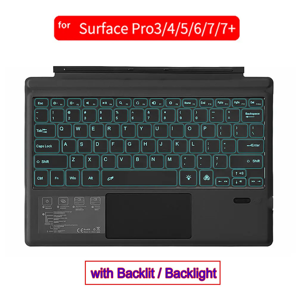 Backlit Wireless Keyboard for Microsoft Surface Pro 7 6 5 4 3 7+ teclados sem fio inalambrico Bluetooth Touchpad Keyboard Tablet computer keyboard for android mobile Keyboards