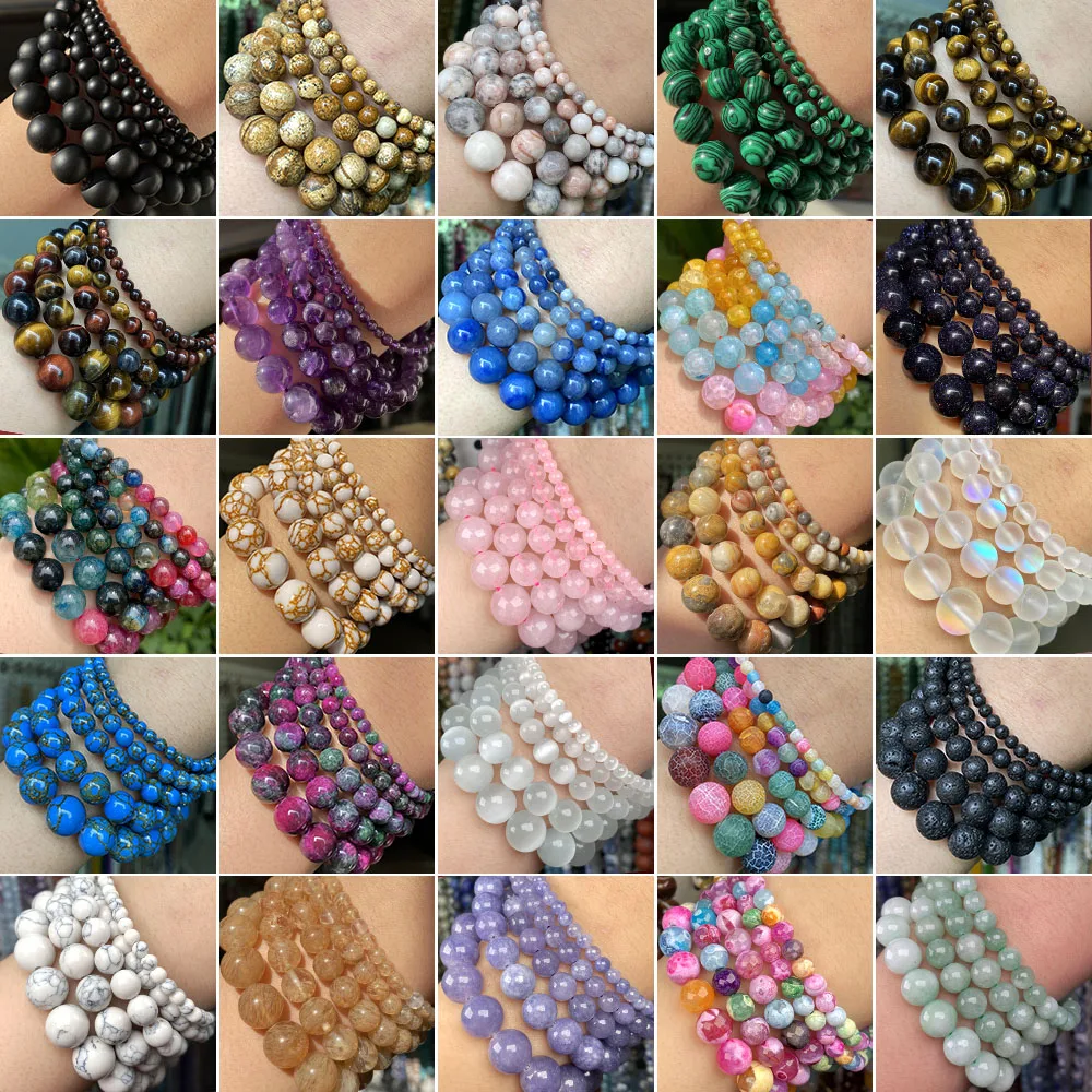 4/6/8/10mm Naturstein Perlen Achate Lava Türkis Jade Runde Lose Perlen für Schmuck Machen diy Armband Halskette Zubehör