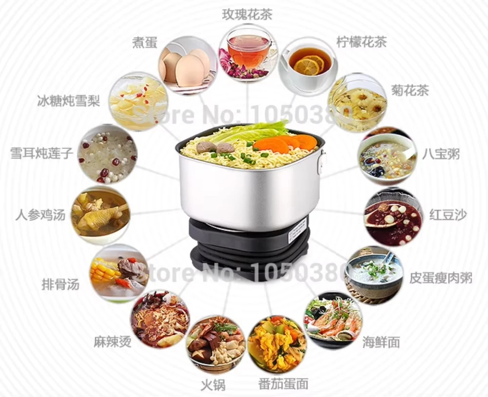 Mini Portable Electric Travel Cooker,Heating Pot,110V/220V Dual Voltage, Lightweight Split Design for Home, Office & Outdoor Use