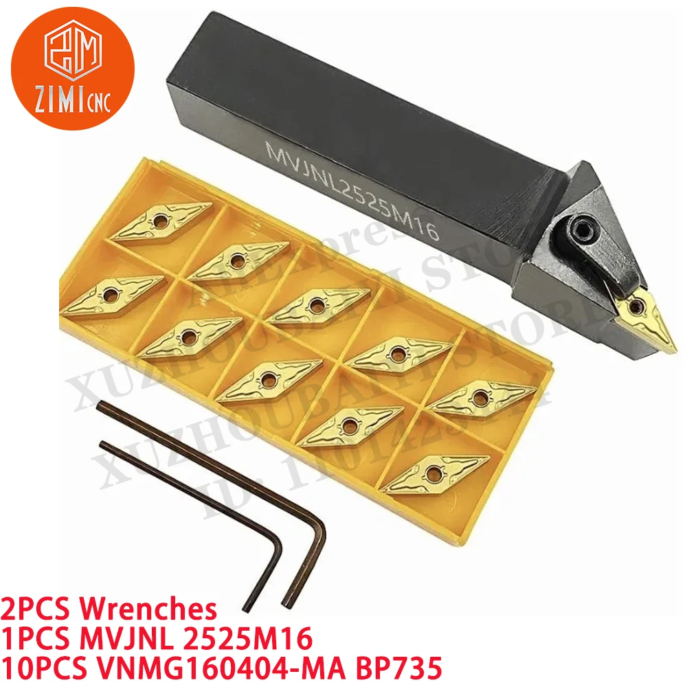 

1PCS MVJNL2525M16 Держатель токарного инструмента для внешней обработки +10PCS VNMG160404-MA BP735 Твердосплавная вставка для ЧПУ механический режущий инструмент по металлу