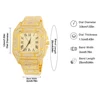 3pcs Stylish Jewelry Set Hip-hop Punk Inlay Diamond Square Quartz Watch With Cross Pendant Necklace For Men Women Party Gift Box 3