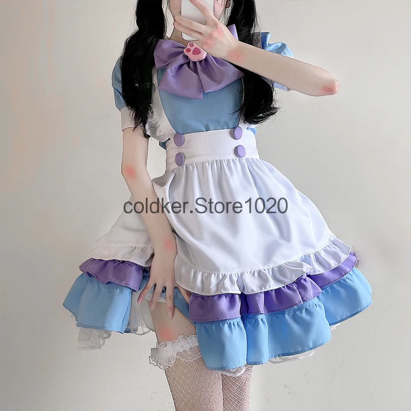 

Halloween Party Kawaii Dress Cosplay Costumes School Girl Maid Outfits Victorian Dress Anime Blue Japanese Gothic Lolita Dress