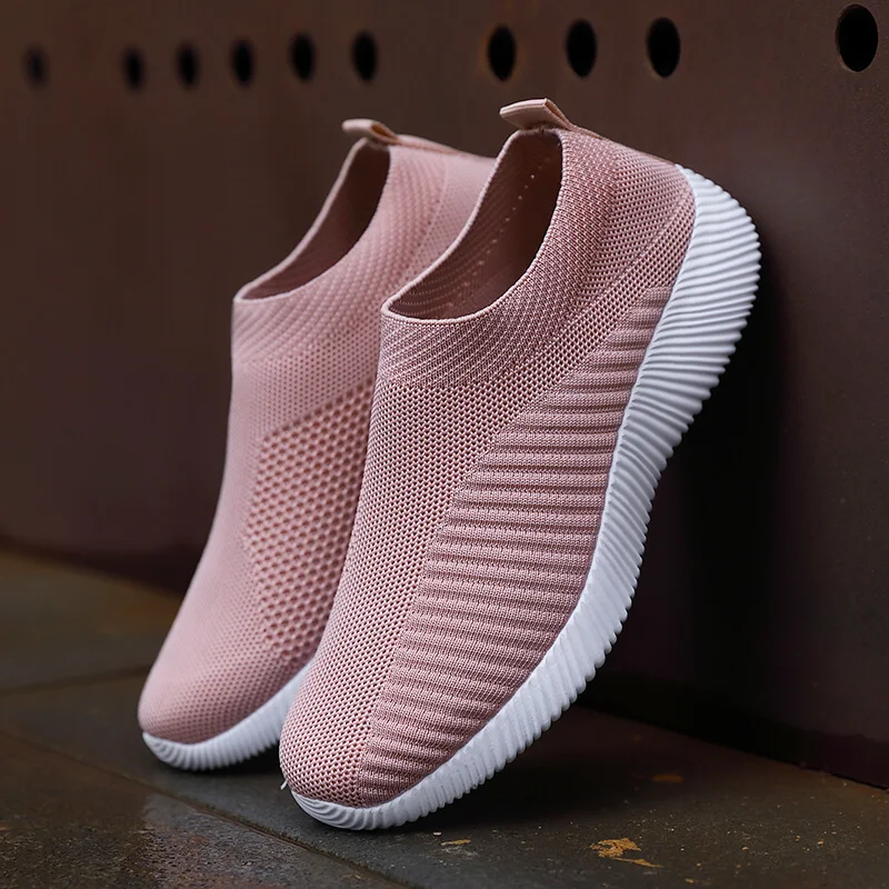 Casual Sneakers Women Solid Color Breathable Mesh Woven Vulcanized Outdoor Lightweight Low Top