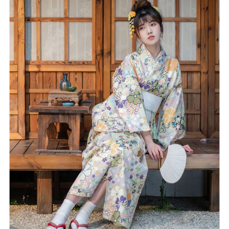 

Women's Improved Dance Clothing With Wrinkle-Free Ironing-Free Bathrobe Japan Kimono Female Formal Dress Kimono Plus Belt Suit