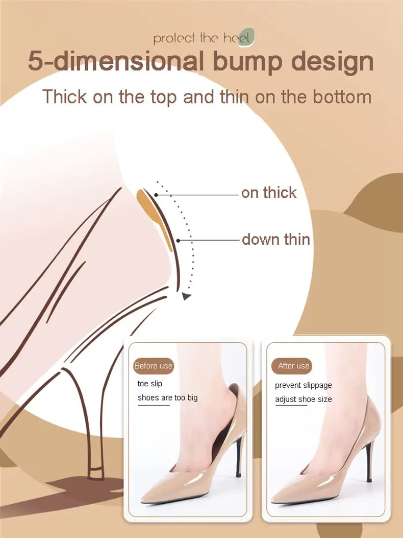 Silikon-Gel-Einlegesohlen für Schuhe, Damen, High-Heel-Liner, Griffe, Schutz, Aufkleber, Anti-Verschleiß, Schuh-Fersenpolster, Fußschmerzlinderung, Einsätze – Detail 17