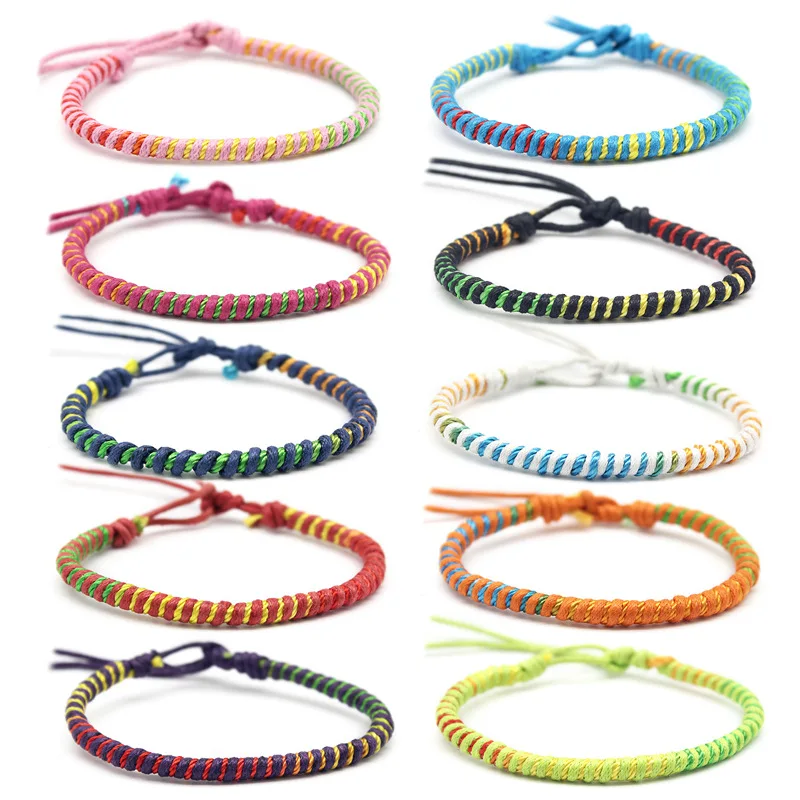 10 Braccialetti Dell'Amicizia Intrecciati A Mano Con Fiori Colorati - Regolabili E Unici