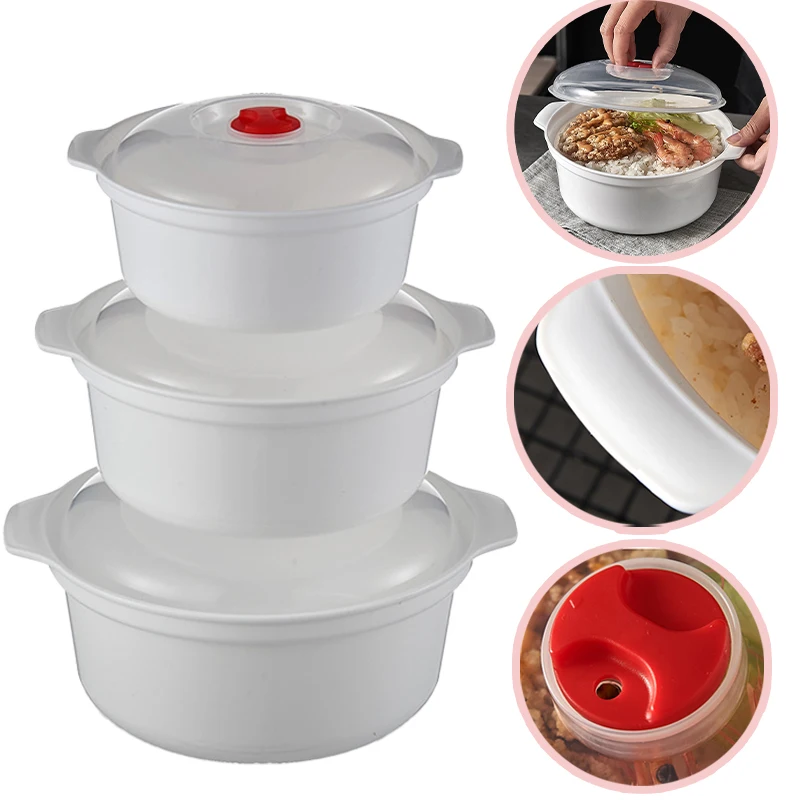 Eco-Friendly Home Kitchen Microwave Heated Rice and Bun Steamer with Lid