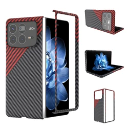 Ultra-Thin Matte Frosted Carbon Fiber Decal Shell Case - Shockproof Folding Protective Cover for Xiaomi MIX Fold 4 (Black Red)