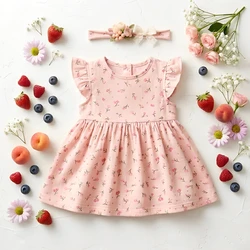 Pink Flower Dress for Girls - Cute Cotton Summer Fashion Clothing (BDS4026)
