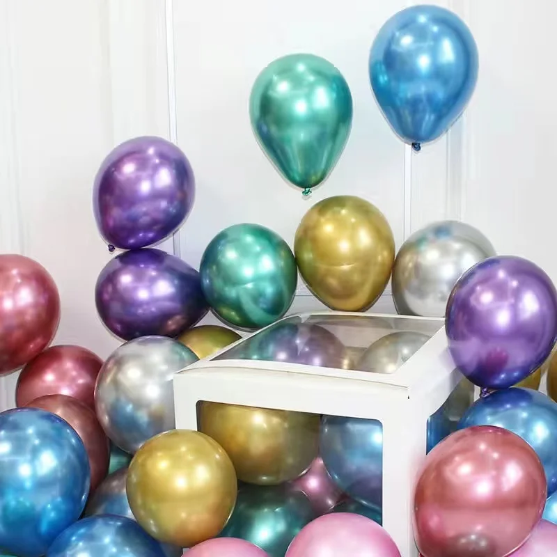Ballons à hélium métalliques personnalisés en Latex chromé or argent, 100  pièces, décor de fête pour mariage, réceptionniste, anniversaire carnaval,  fournitures à l'hélium, 12 pouces - AliExpress