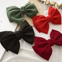 Children Bow Hair Clips Baby Girls Sweet Princess Hairpin Solid Color Spring Hairpin Fabric Barrettes Kids Hair Accessories 2