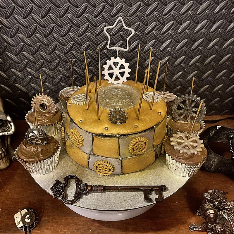 Steampunk Fondant Form Silikon Zahnräder Zähne Form für Reise Themed Kuchen Dekoration Schokolade Süßigkeiten Cupcake Topper Sugarcraft – Detail 1