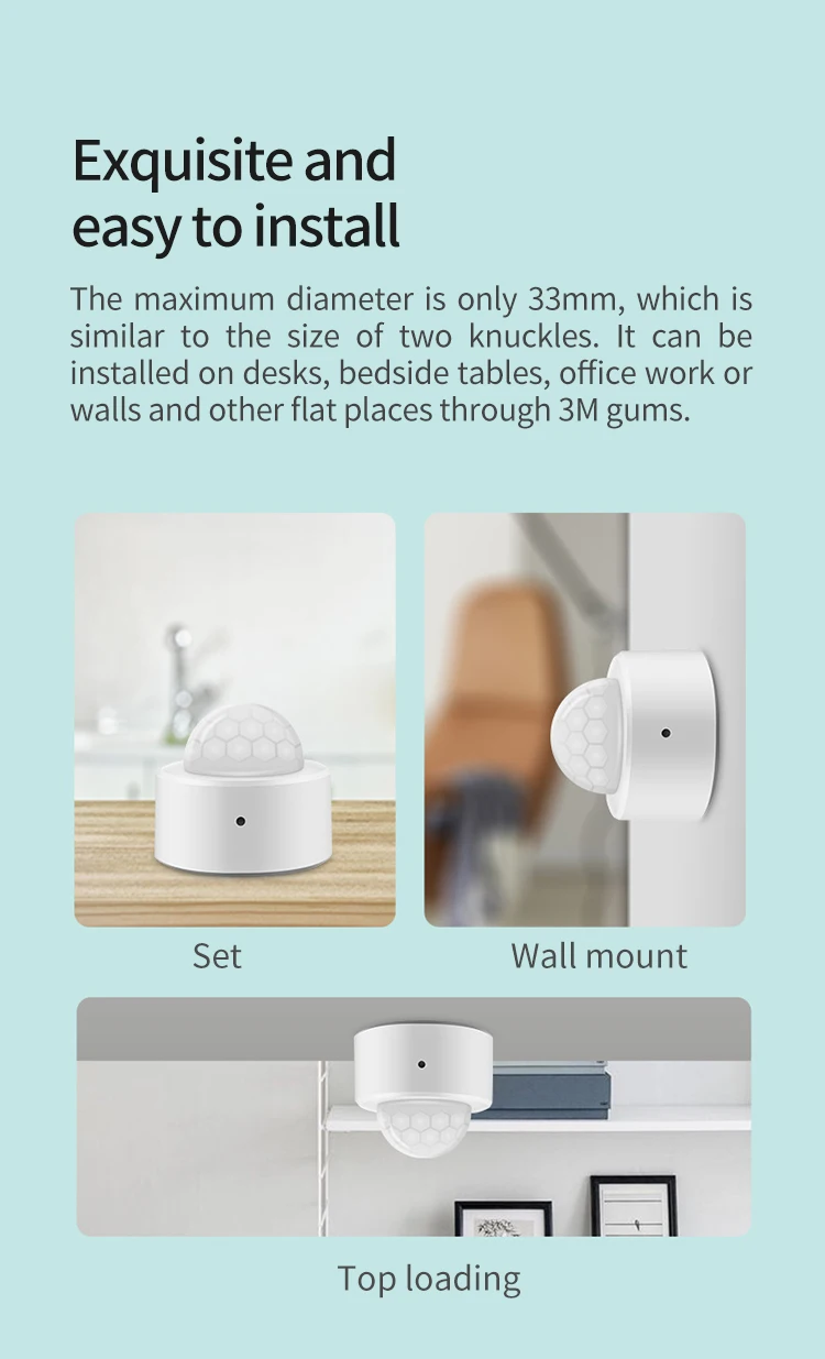 2 in 1 Zigbee Mini PIR Motion Detector +Bright Lux Light Passive Infrared Securi