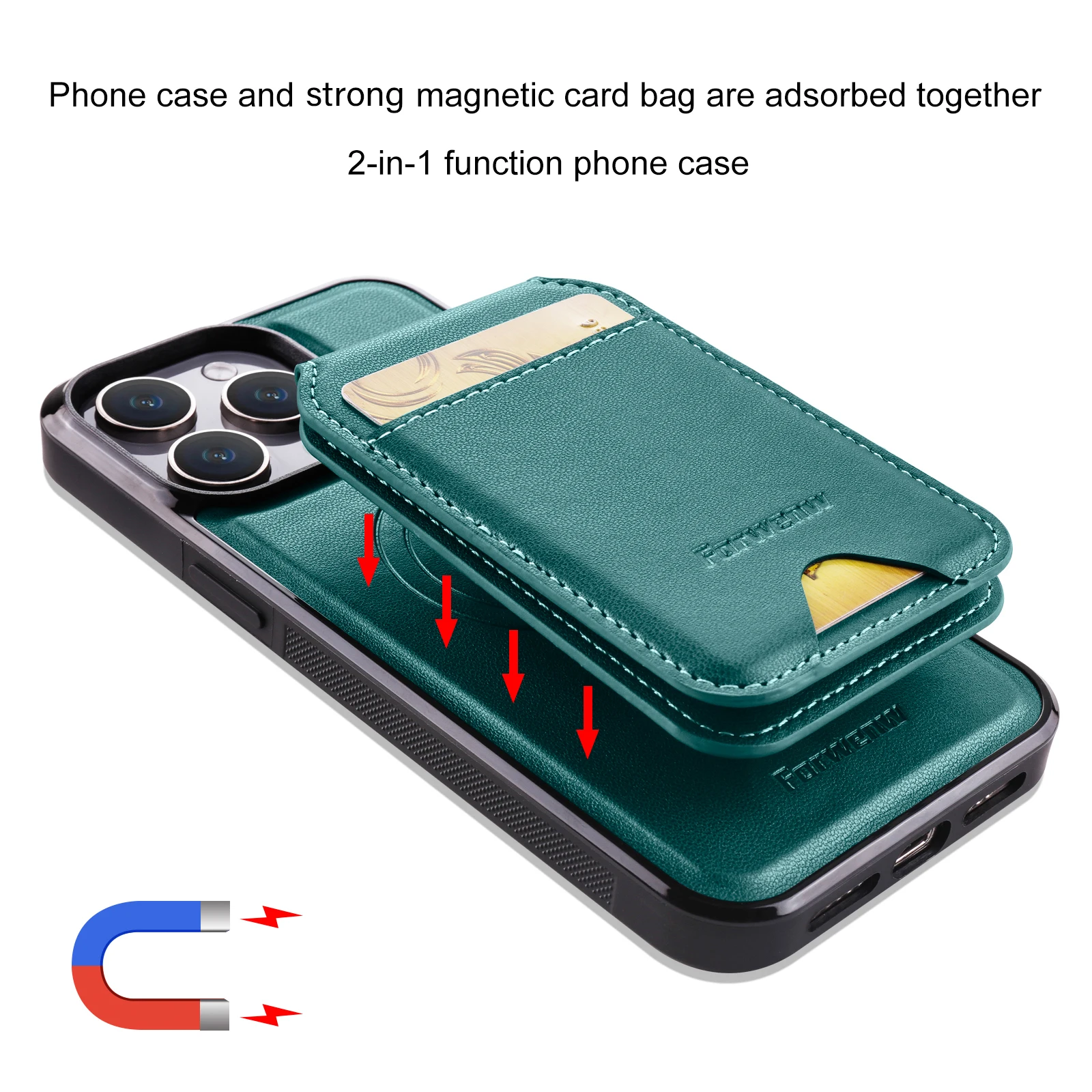 Leather Wallet Phone Case with Magnetic MagSafe Wireless Charging Compatibility