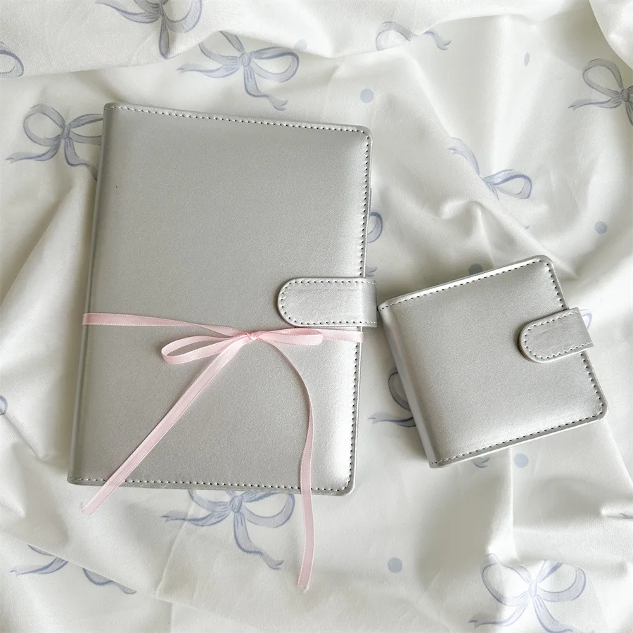 A5 A8 Instagram 실버 PU 마그네틱 버클 루스 리프 PU DIY 바인더 노트 커버 일기 일정 계획 종이 커버