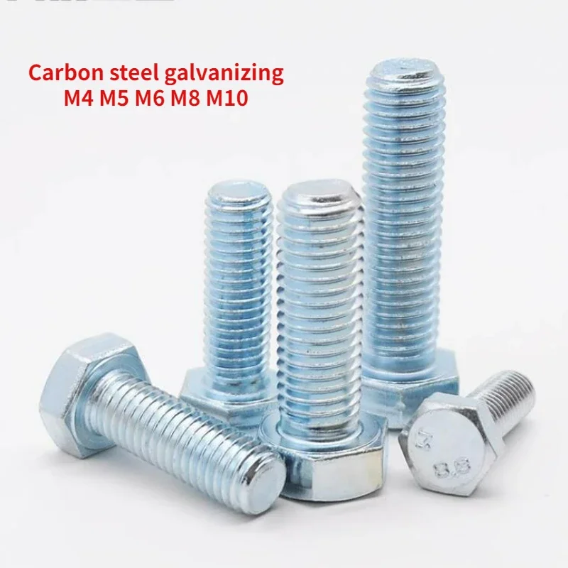 Parafuso Sextavado Exterior Galvanizado m4 m5 m6 m8 M10 88 Grau Gb5783 Haste de Parafuso de Alta Resistência Cabeça Sextavada Exterior 250 Pcs