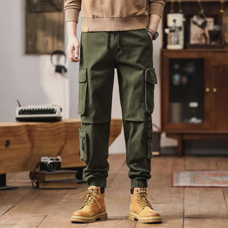 

2024 Autumn/Winter Retro Casual Multi Pocket Cargo Warm Pants Wear Resistant Outdoor Thicken the Fleece Three Colors Available