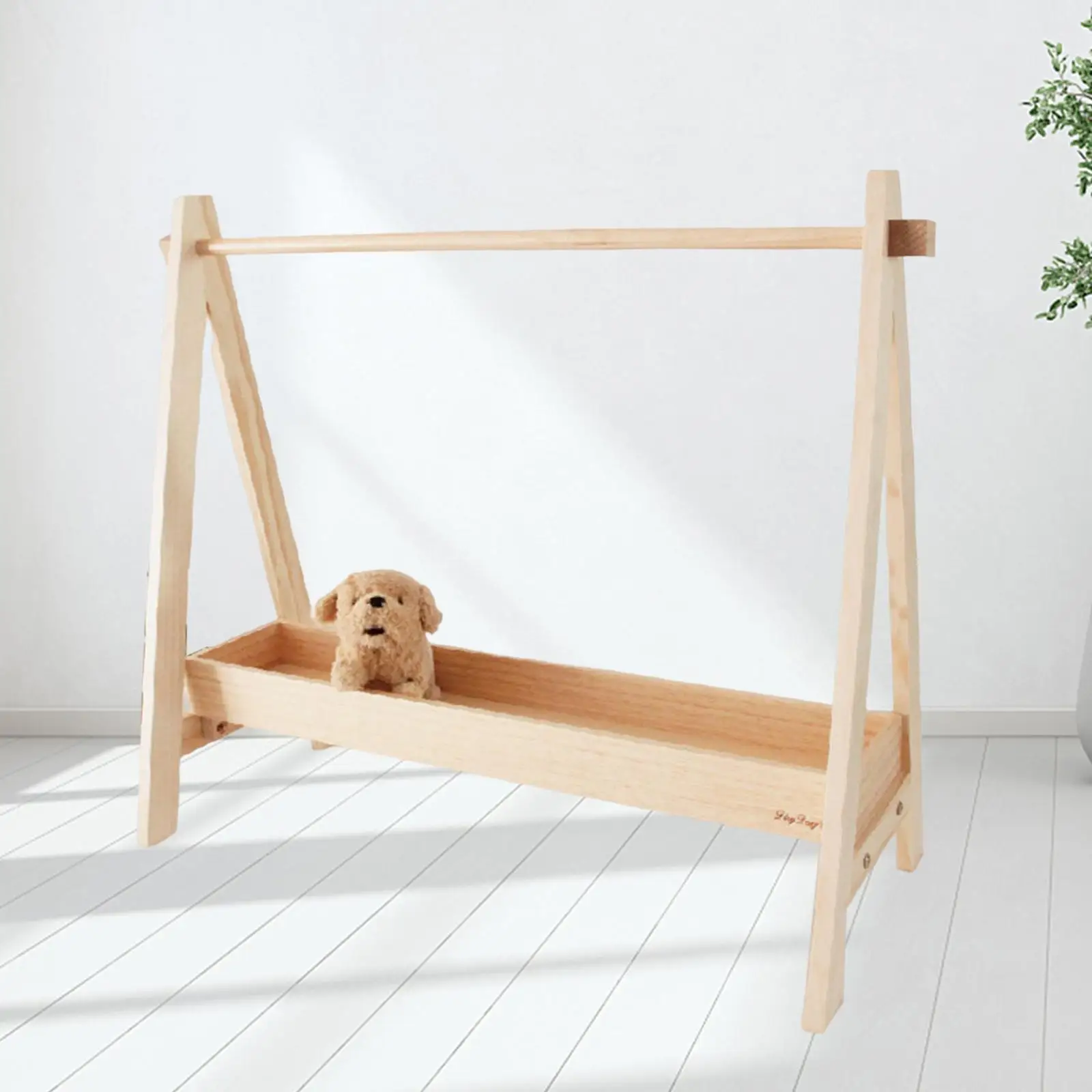 Pet Clothes Rack Clothing Hanger Wooden Stable Laundry Shelf Display Stand Storage Organizer Cat Wardrobe for Living Room Cats