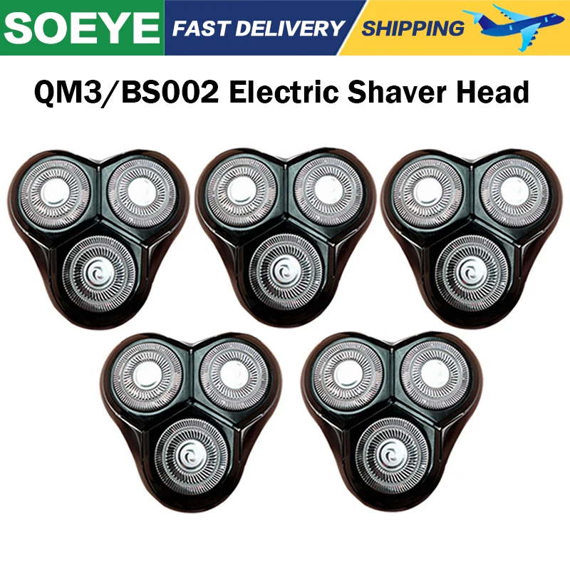 1/3/5 pcs Replaceable Head for QM3/BS002 Electric Shaver 3D Floating Head IXP7 Waterproof Electric Razor Accessories beard trimmer for men heads electric shaver accessories razor heads multifunctional replaceable blade heads razor blades